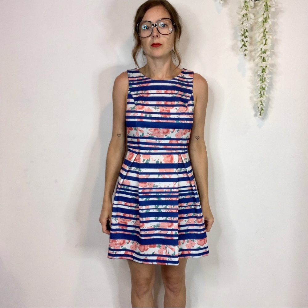 41 HAWTHORN fit & flare dress floral striped 1834 - Picture 7 of 8